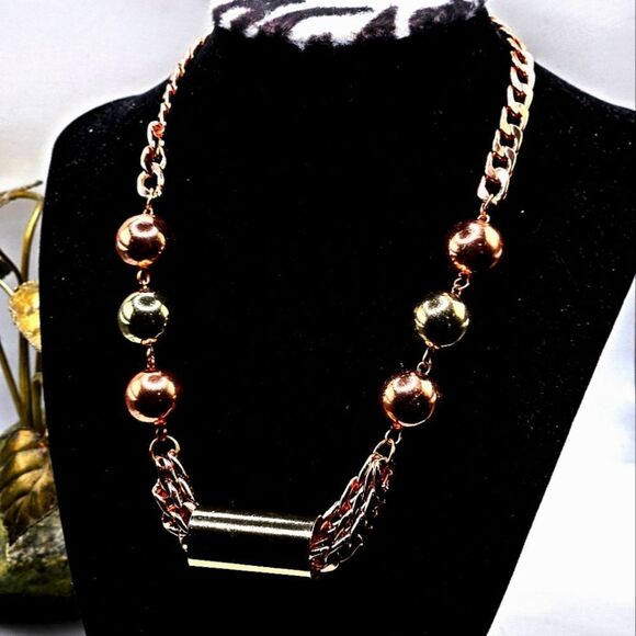 "5/$25" Copper/Goldtone Metallic Bold Cable Link Adjustable Necklace - Picture 1 of 7